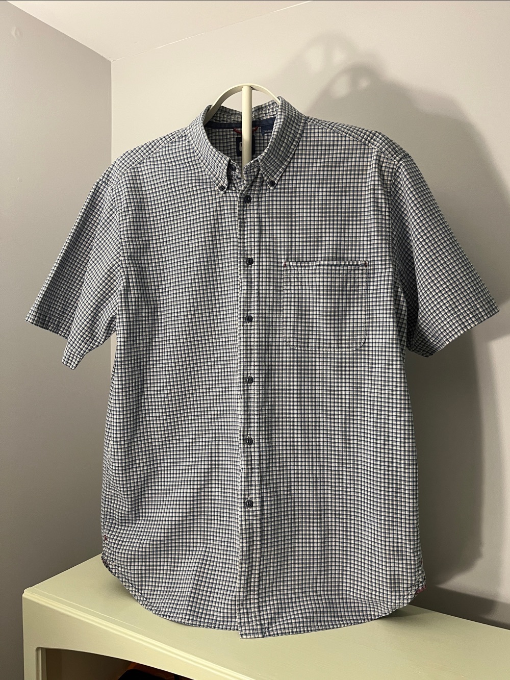 GAP Men’s Short-Sleeve Button-Down Check Shirt - Blue & White